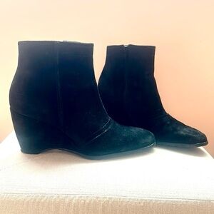 Franco Sarto Booties Ankle Boots Suede Black Wedge Size 9.5